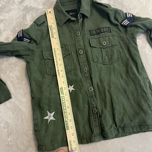 Rails Kato Military Shirt Jacket Womens XS Green Button Up Linen Blend Grunge - Picture 7 of 11